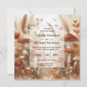 Terracotta Toadstool Woodland Magic Wedding Invitation