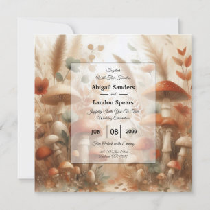 Terracotta Toadstool Woodland Magic Wedding Invitation