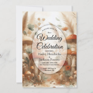Terracotta Toadstool Woodland Magic Wedding Invitation