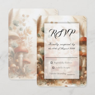 Terracotta Toadstool Woodland Magic Wedding RSVP Card
