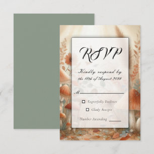 Terracotta Toadstool Woodland Magic Wedding RSVP Card