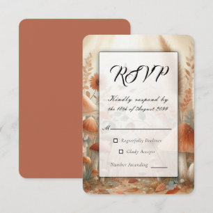 Terracotta Toadstool Woodland Magic Wedding RSVP Card