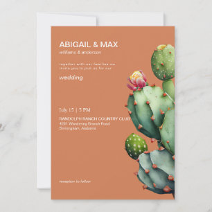 Terracotta Tropical Cactus Modern Wedding Invitation