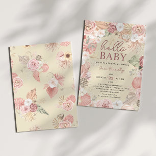 Terracotta Tropical Dried Flowers Baby Shower  Invitation
