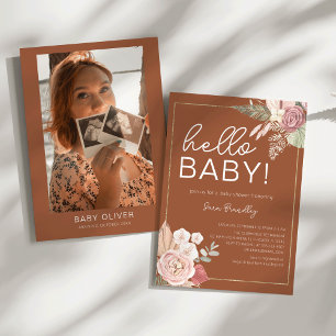 Terracotta Tropical Dried Watercolor Baby Shower  Invitation