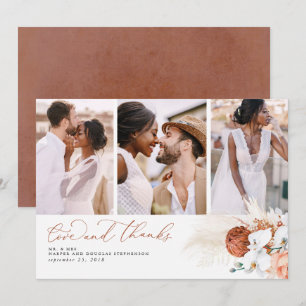Terracotta Tropical Pampas Grass Wedding Thank You Card