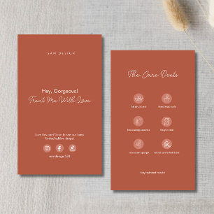 Terracotta Tumbler Care Card Minimalist