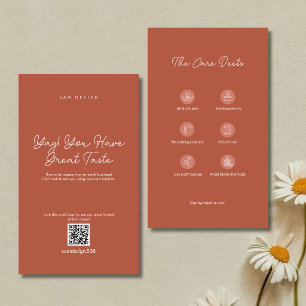 Terracotta Tumbler Care QR Code Logo Business Card