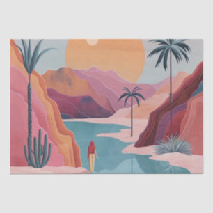 Terracotta Turquoise Celestial Oasis Landscape Tissue Paper