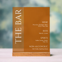 Terracotta Two Tone Wedding Bar Menu