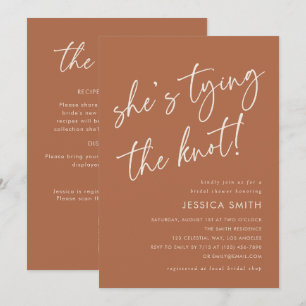 Terracotta Tying the Knot QR Code Bridal Shower Invitation