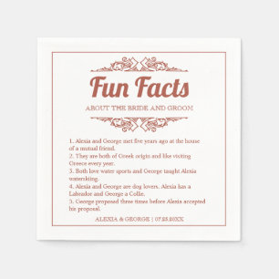 Terracotta typography Fun Facts vintage wedding Napkin