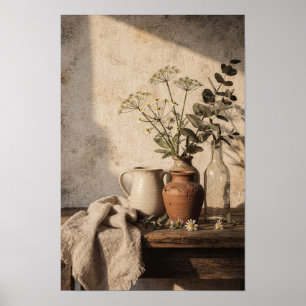 Terracotta Vase with Wild Stems Poster