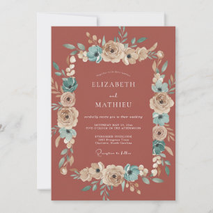 Terracotta Vintage Autumn Wedding Invitation