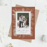 Terracotta Vintage Botanical Christmas Photo Holiday Card<br><div class="desc">Merry Christmas! Celebrate the season with this elegant photo Christmas card featuring a vintage-style white botanical frame in delicate line art. The soft winter foliage adds a nostalgic and artistic touch, perfectly framing your favourite photo. Choose from several background colours to suit your holiday theme. This terracotta botanical holiday card...</div>