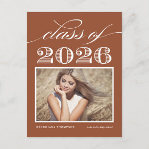 Terracotta Vintage Class of 2025 Photo Graduation Postcard