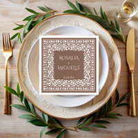 Terracotta vintage floral border wedding