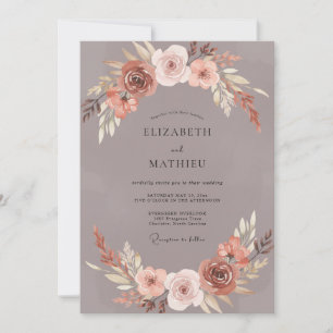 Terracotta Vintage Mauve Painted Wedding Invitation