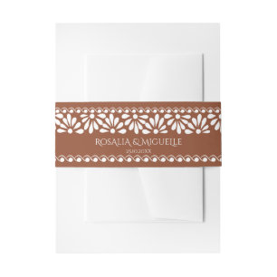 Terracotta vintage talavera Mexican wedding Invitation Belly Band