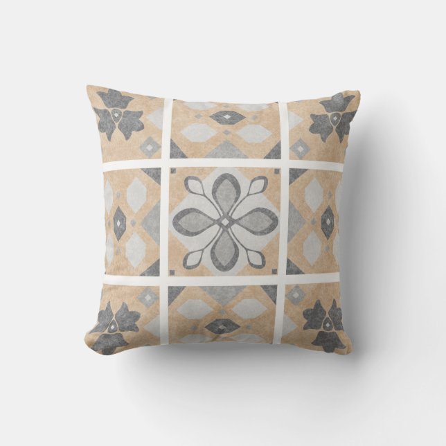 Terracotta Vintage Tiles Design Cushion (Front)