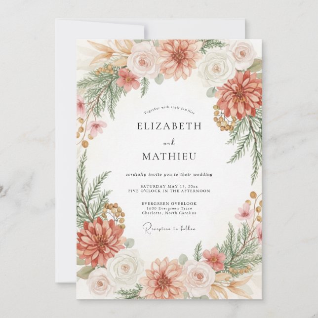 Terracotta Warm Harvest Wedding Invitation (Front)