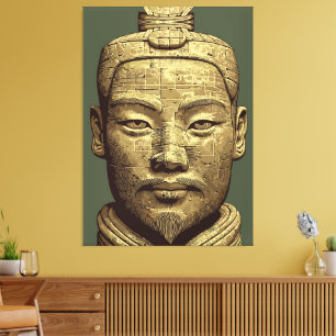 Terracotta Warrior - Ancient Gold Art Canvas Print