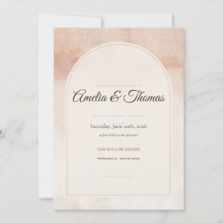 Terracotta Watercolor Arch Wedding Invitation