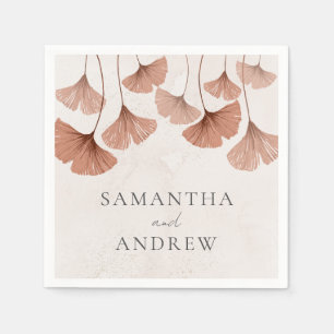 Terracotta Watercolor Botancial Ginkgo Wedding  Napkin