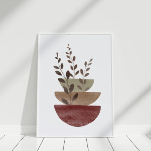 Terracotta Watercolor Floral Pots Boho Wall Art