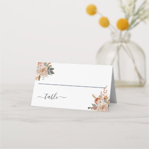 Terracotta Watercolor Florals Botanicals Wedding Place Card