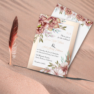 Terracotta watercolor flowers wedding rose gold fo