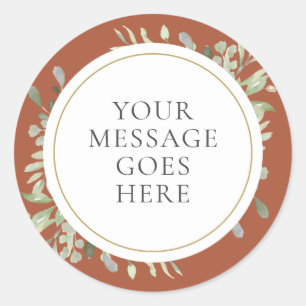 Terracotta Watercolor Greenery Wedding Classic Round Sticker