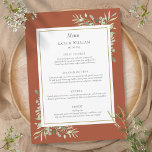 Terracotta Watercolor Greenery Wedding Dinner Menu<br><div class="desc">Elegant terracotta botanical greenery wedding menu card personalised with your information in chic typography. Designed by Thisisnotme©</div>