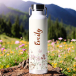 Terracotta Watercolor Wildflower Garden Monogram  Water Bottle<br><div class="desc">Quench your thirst in style with our exquisite Watercolor Wildflower Garden Monogram Name Water Bottle. Crafted with durability and elegance in mind, this sleek bottle is adorned with a breathtaking watercolor wildflower garden design, evoking the beauty of nature. Personalise your bottle with your monogram and name to make it uniquely...</div>