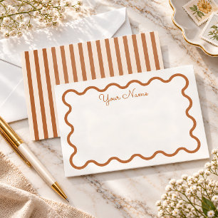 Terracotta Wavy Border Personalised Note Card
