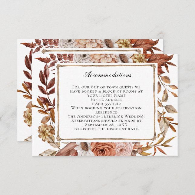Terracotta Wedding Accommodations Enclosure Card (Front/Back)