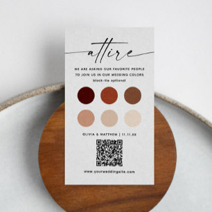 Terracotta wedding attire dress code palette + QR Enclosure Card