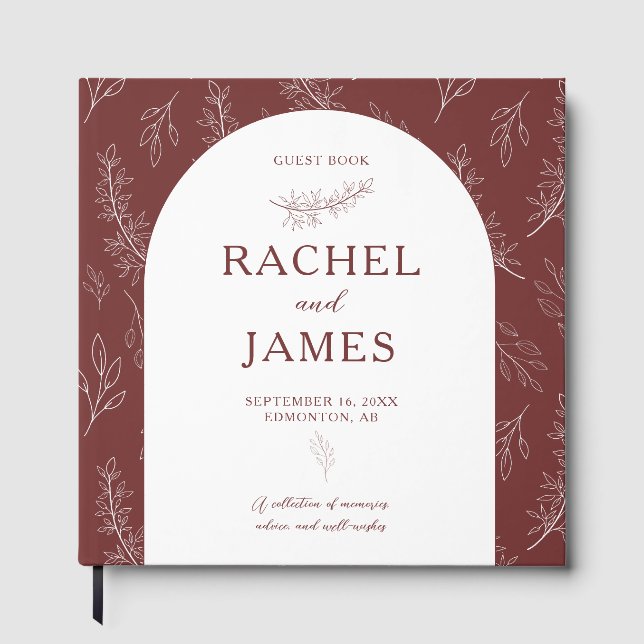 Terracotta Wedding Boho Botanical Personalised Guest Book (Front)