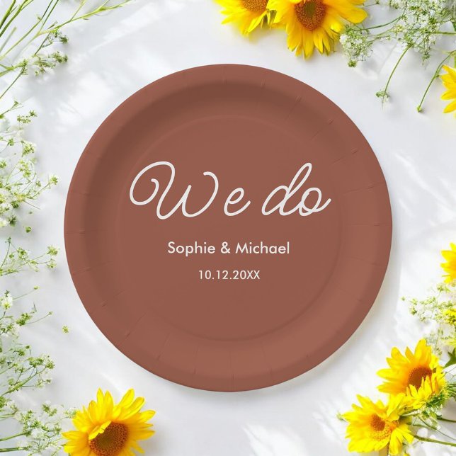 Terracotta Wedding Burnt Orange We Do  Paper Plate (Creator Uploaded)