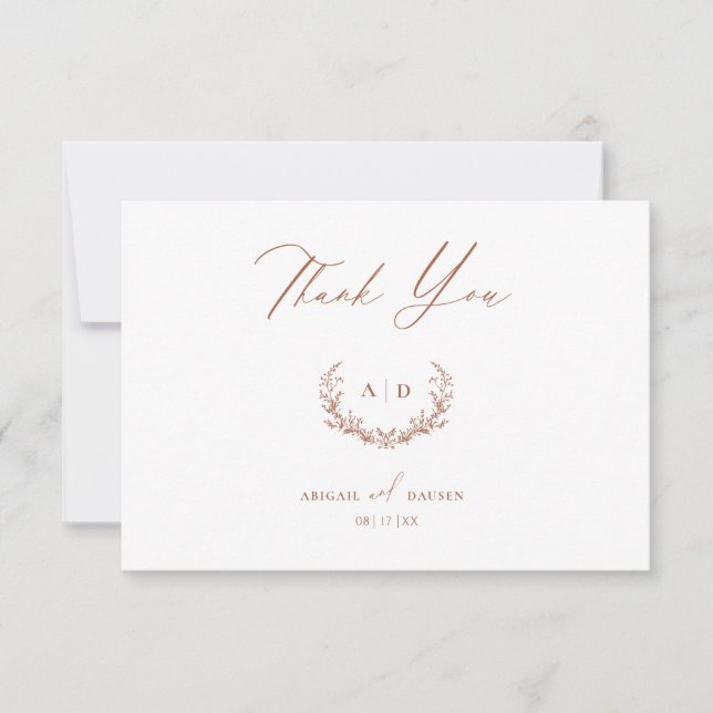 Terracotta Wedding Day Thank you Flat Note Card (Front)