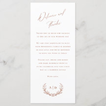 Terracotta Wedding Day Welcome and Thank you Card