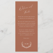 Terracotta Wedding Day Welcome and Thank you Card