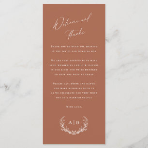 Terracotta Wedding Day Welcome and Thank you Card