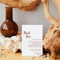 Terracotta wedding guess table thank you card