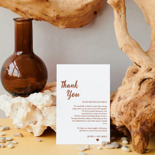 Terracotta  wedding guess table thank you card
