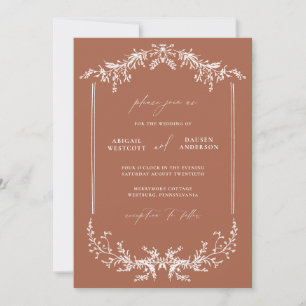 Terracotta Wedding Invitation Announcement Card
