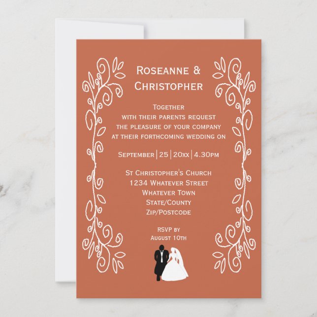 Terracotta Wedding Invitation Bride Groom Design (Front)