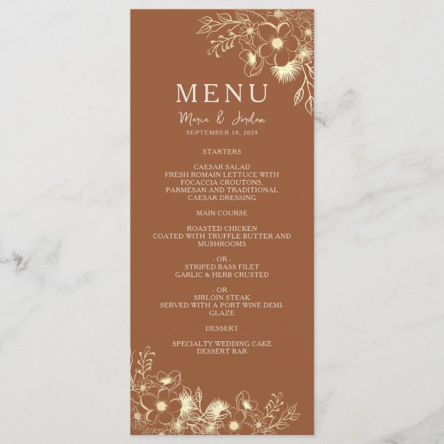 Terracotta Wedding Menu (Front)