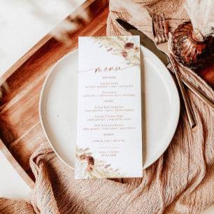 Terracotta Wedding Menu Boho Pampas Grass