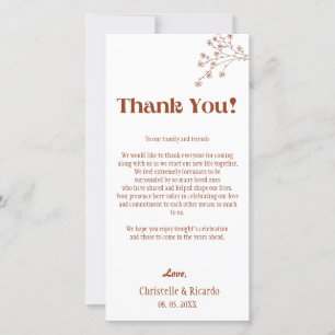 Terracotta wedding place setting thank you card 